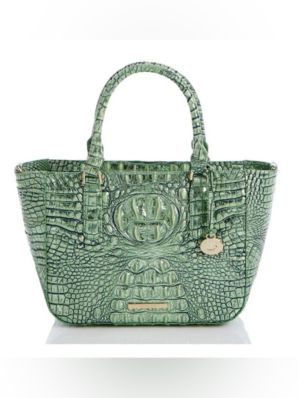 Brahmin Emerald Green Croc-Embossed Tote- Small Ashlee